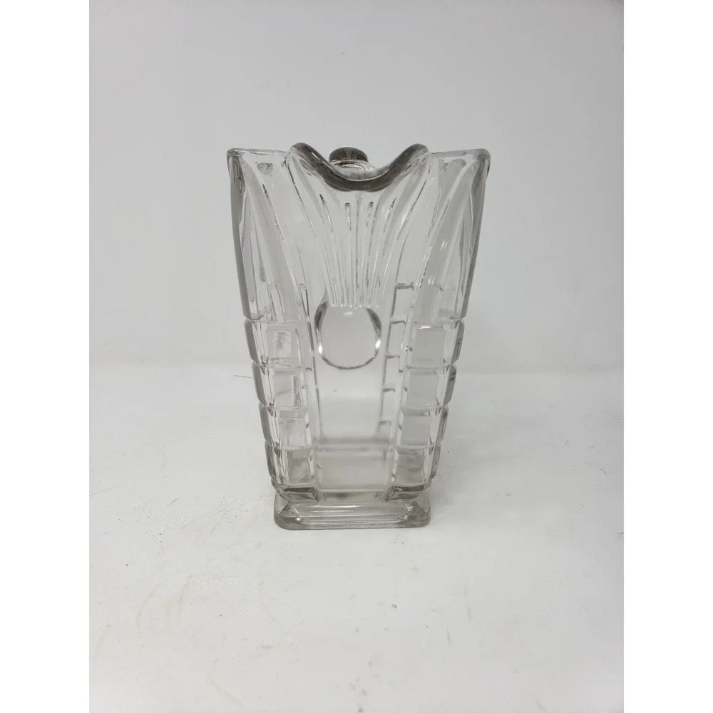 Vtg Clear and Frosted Glass Water Pitcher Cut Glass Depression 7